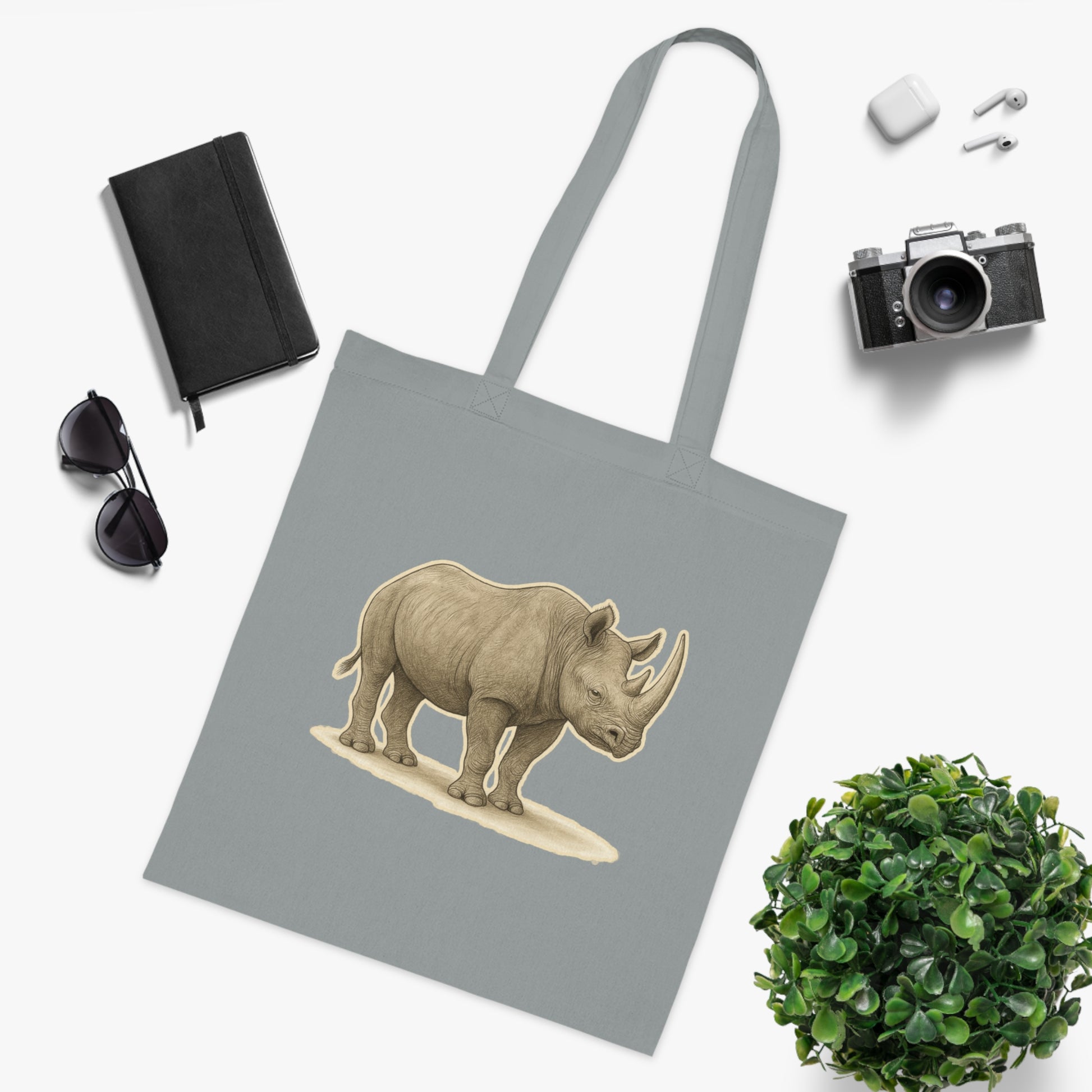 Black Rhino Cotton Tote Bag