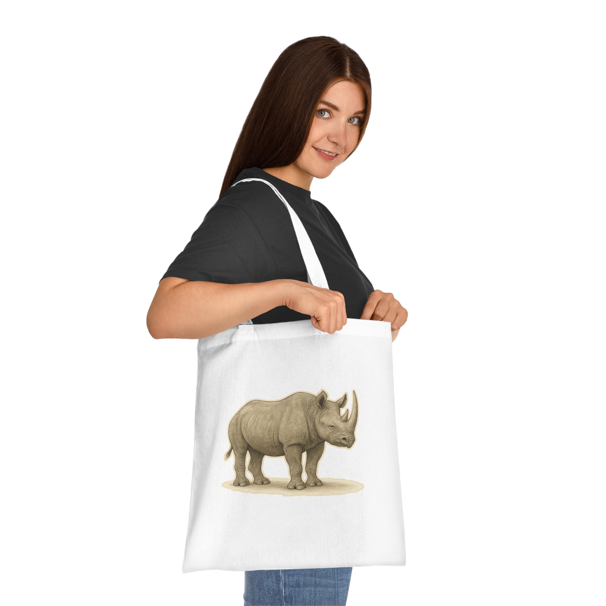 Black Rhino Cotton Tote Bag
